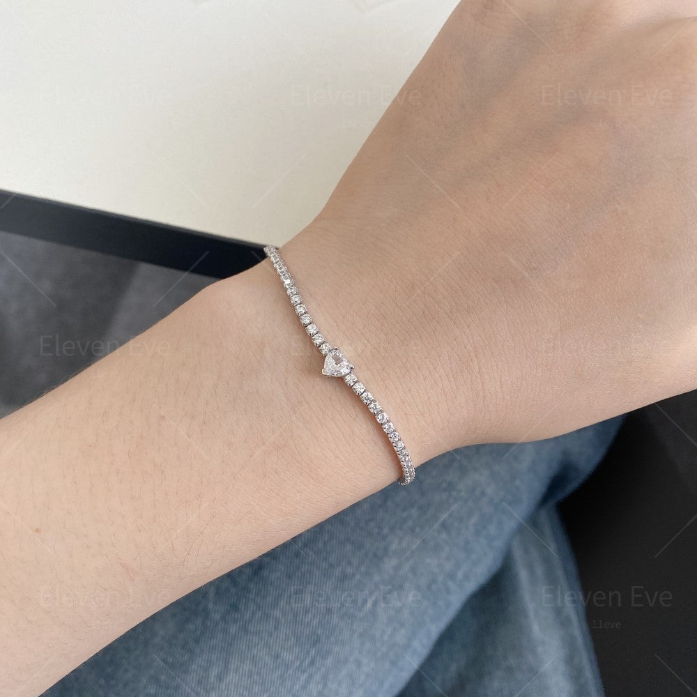 S925 Sterling Silver Love Tennis Bracelet | Full Zirconia Diamond Look | Super Flash, Elegant & Luxurious Design for Women