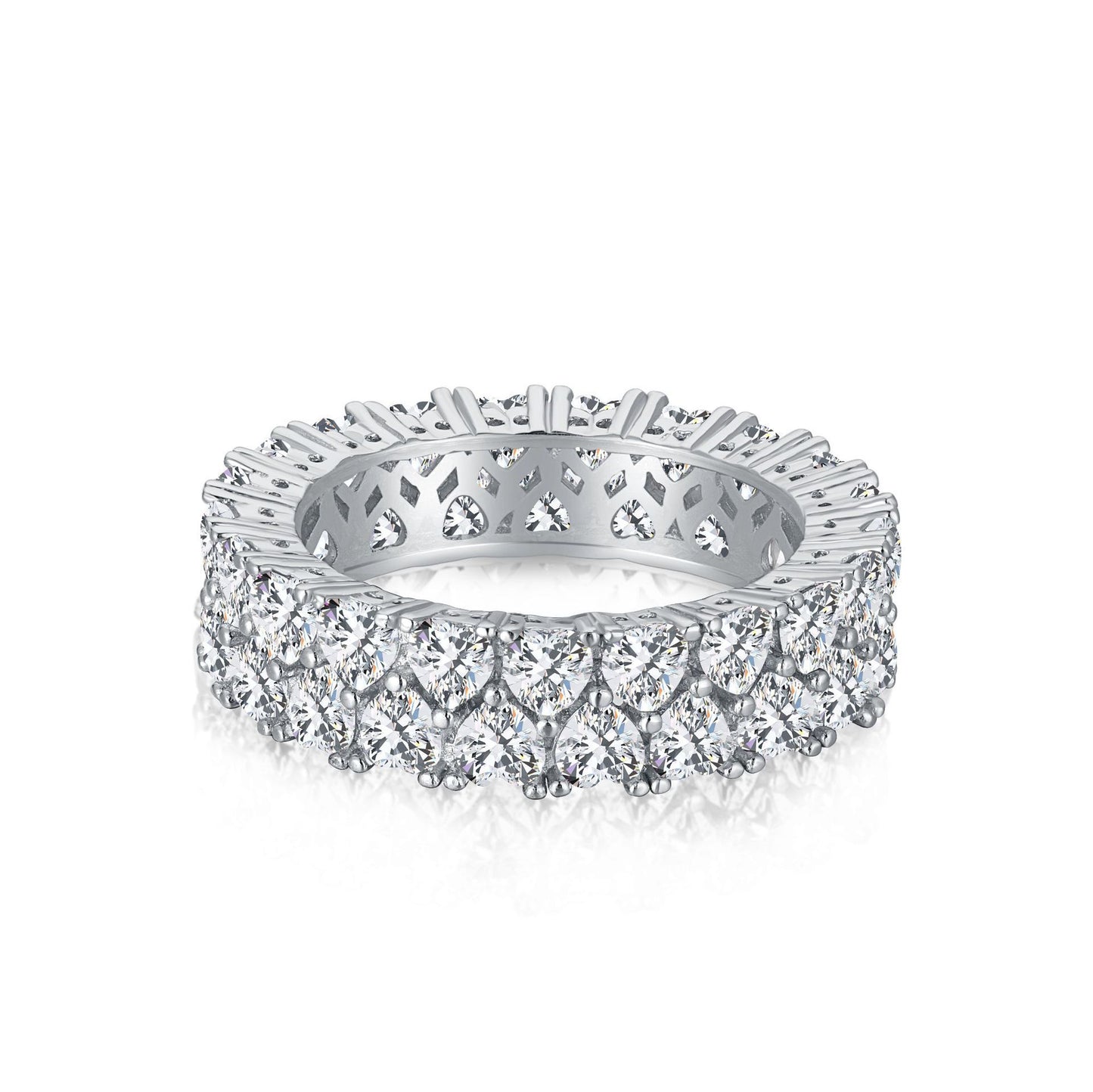 Micro-Pavé S925 Sterling Silver Eternity Ring | Full Zirconia Micro-Pavé | Stackable & Fade-Resistant | INS Style