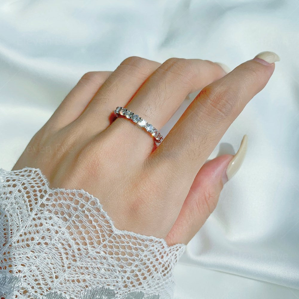 Micro-Pavé S925 Sterling Silver Eternity Ring | Full Zirconia Micro-Pavé | Stackable & Fade-Resistant | INS Style