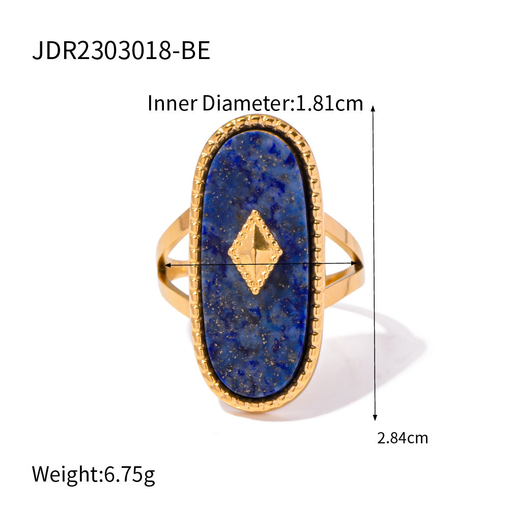 Stylish Natural Stone Titanium Steel Ring | Premium Stainless Steel Jewelry | Niche Design