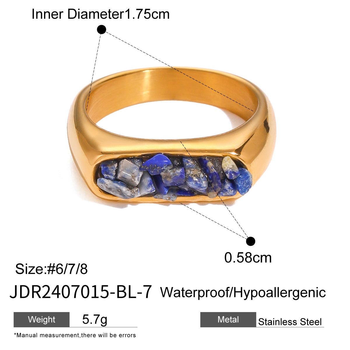 Stylish Natural Stone Titanium Steel Ring | Premium Stainless Steel Jewelry | Niche Design