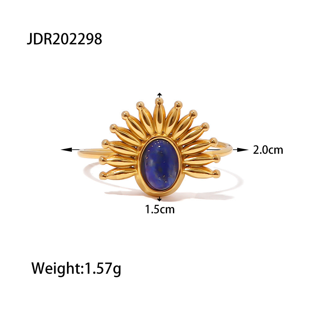 Stylish Natural Stone Titanium Steel Ring | Premium Stainless Steel Jewelry | Niche Design