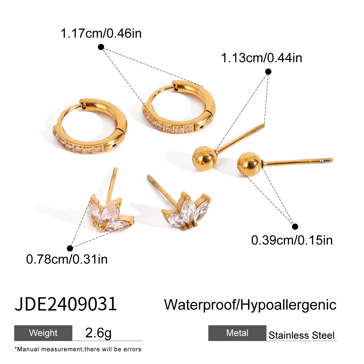 3-Pair Set | Stainless Steel Zirconia & Pearl Earrings | Niche Elegant Style for Women