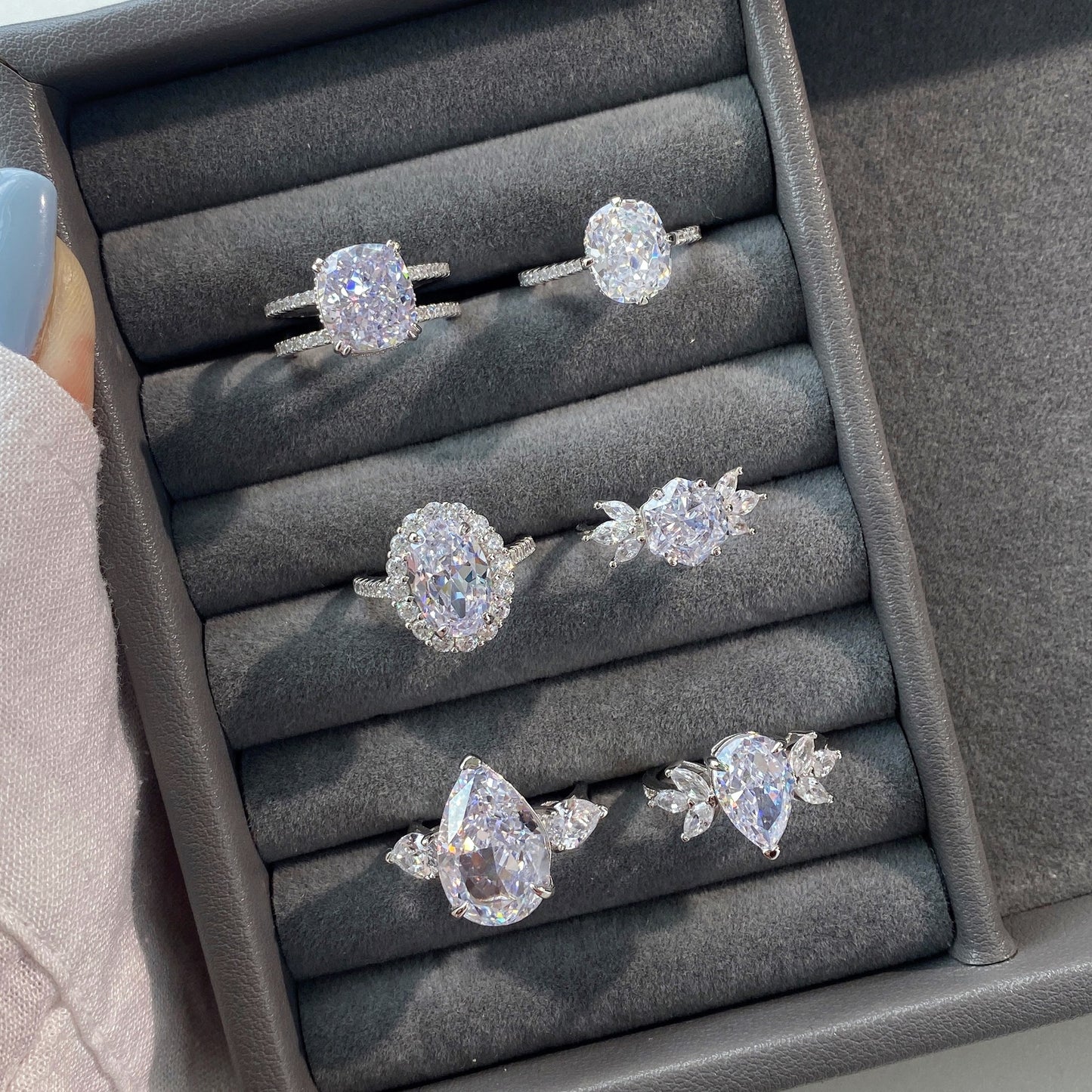 High-Carbon Square-Cut Diamond Ring | S925 Sterling Silver Wedding Ring | Pigeon Egg Style | Light Luxury Super Sparkle Statement Ring