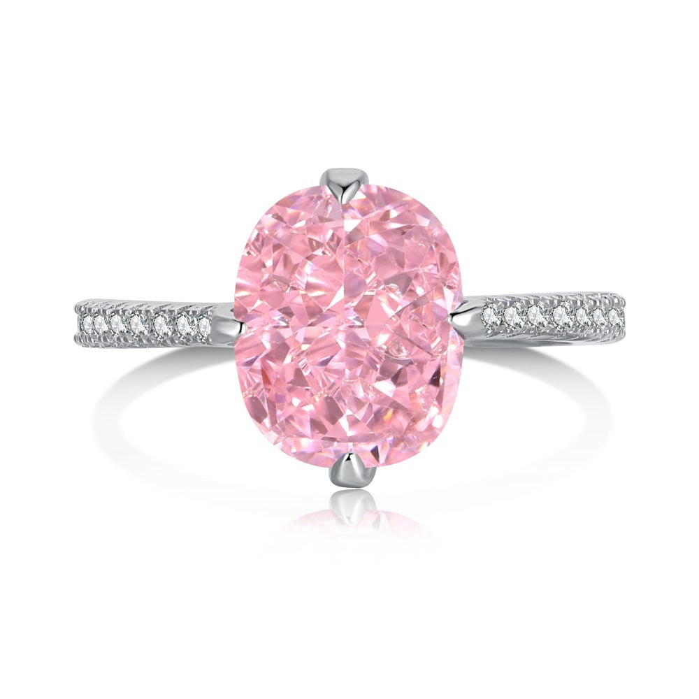 925 Silver Pink Heart Ring | Cube Sugar Design | High-Carbon Diamond | INS Wedding Jewelry for Women