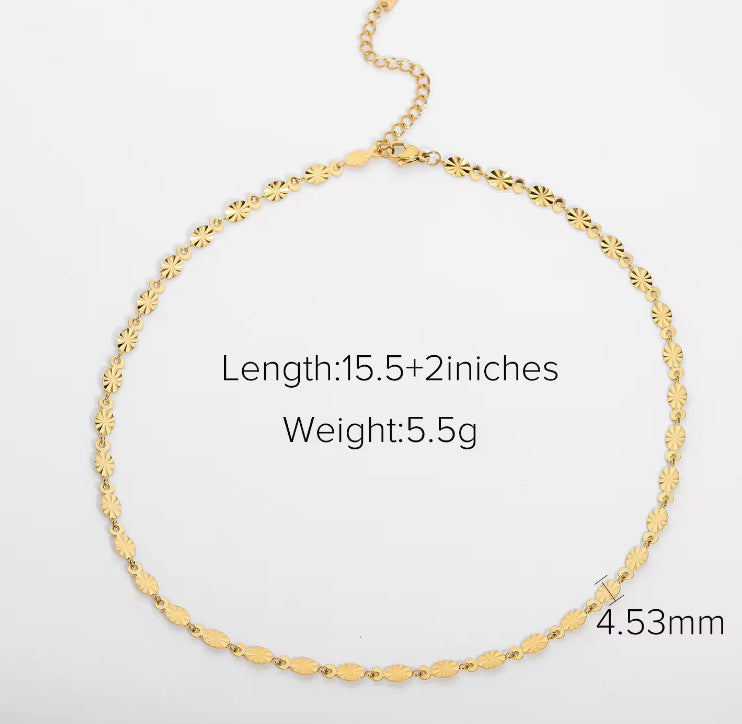 18K Necklace | Stainless Steel Fashion Choker | INS Style Collarbone Chain for Women | No Color Fade