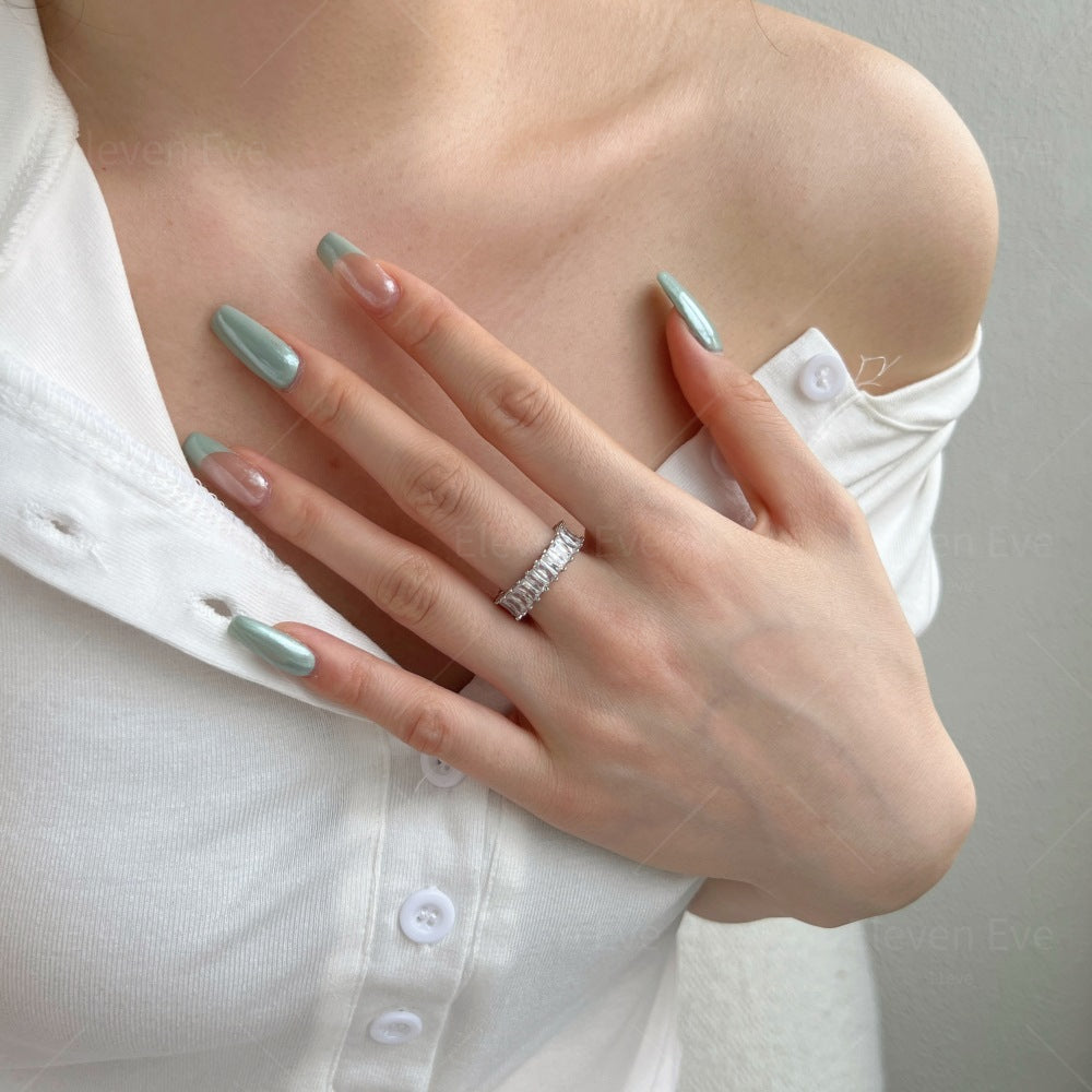 Micro-Pavé S925 Sterling Silver Eternity Ring | Full Zirconia Micro-Pavé | Stackable & Fade-Resistant | INS Style