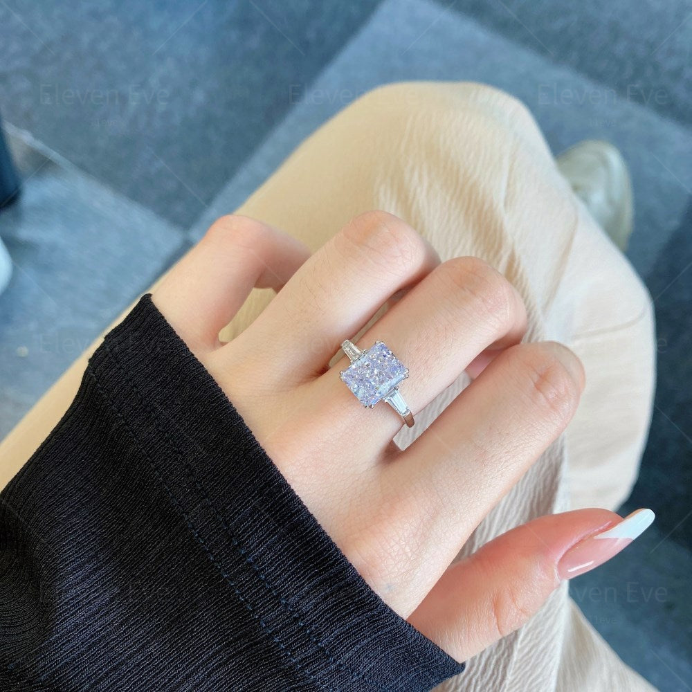 High-Carbon Square-Cut Diamond Ring | S925 Sterling Silver Wedding Ring | Pigeon Egg Style | Light Luxury Super Sparkle Statement Ring