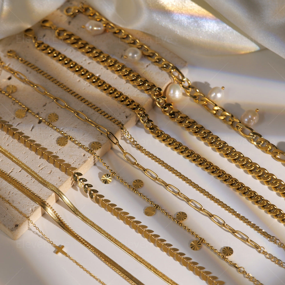 Retro 18K Gold Cross Anklet | INS Style Titanium steelWomen's Jewelry