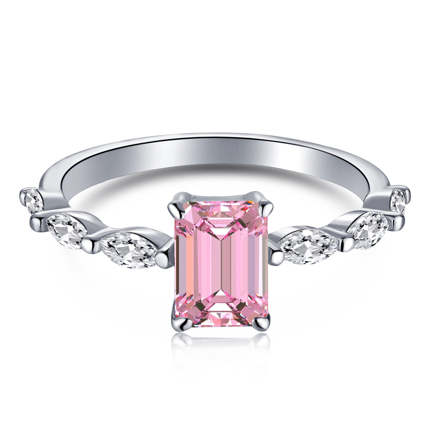 925 Silver Pink Heart Ring | Cube Sugar Design | High-Carbon Diamond | INS Wedding Jewelry for Women