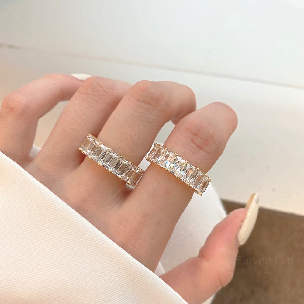 Micro-Pavé S925 Sterling Silver Eternity Ring | Full Zirconia Micro-Pavé | Stackable & Fade-Resistant | INS Style