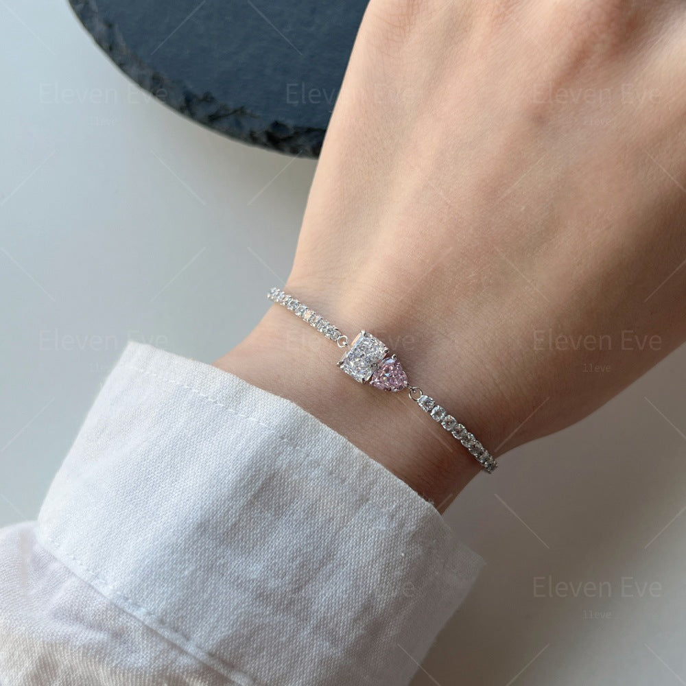 S925 Sterling Silver Love Tennis Bracelet | Full Zirconia Diamond Look | Super Flash, Elegant & Luxurious Design for Women