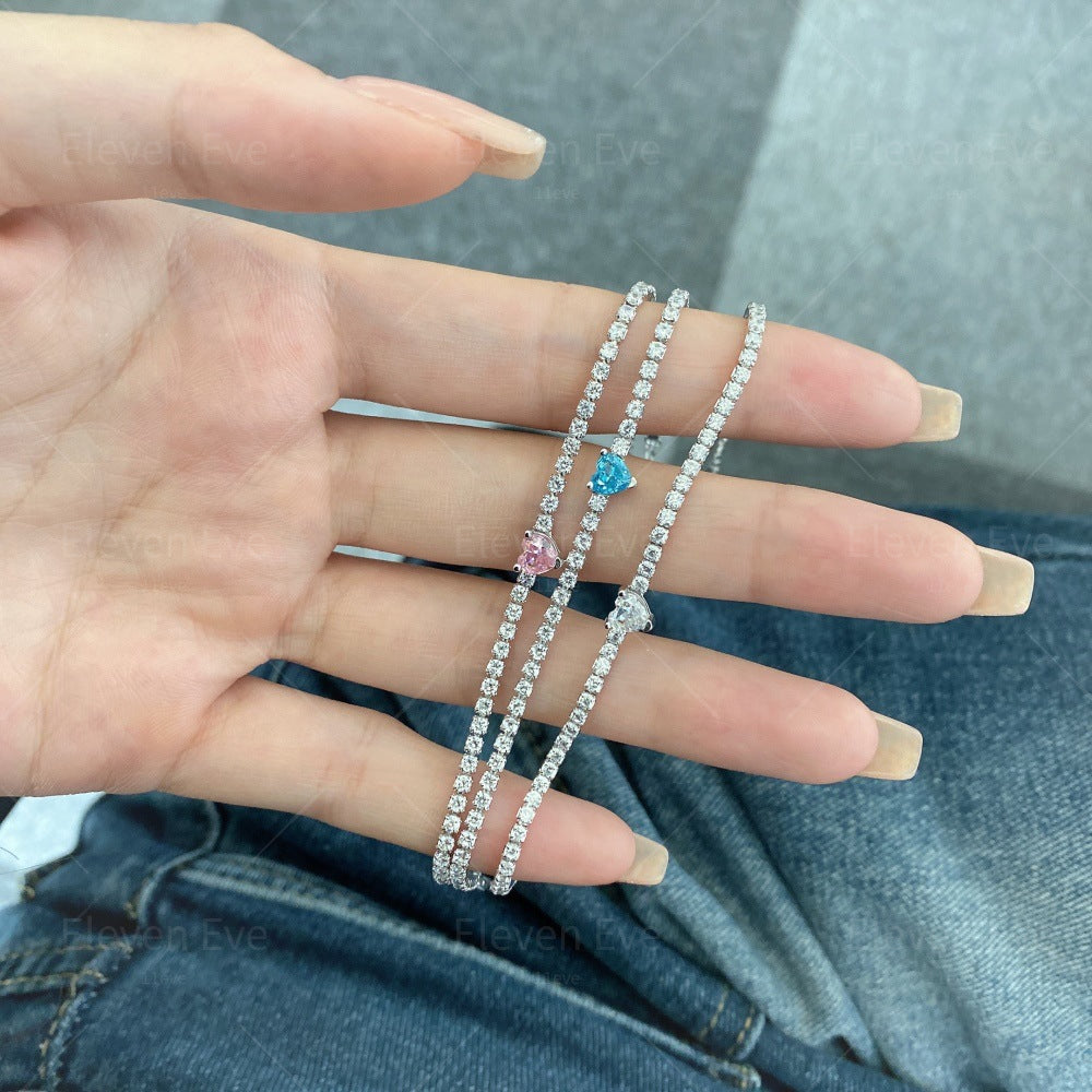 S925 Sterling Silver Love Tennis Bracelet | Full Zirconia Diamond Look | Super Flash, Elegant & Luxurious Design for Women
