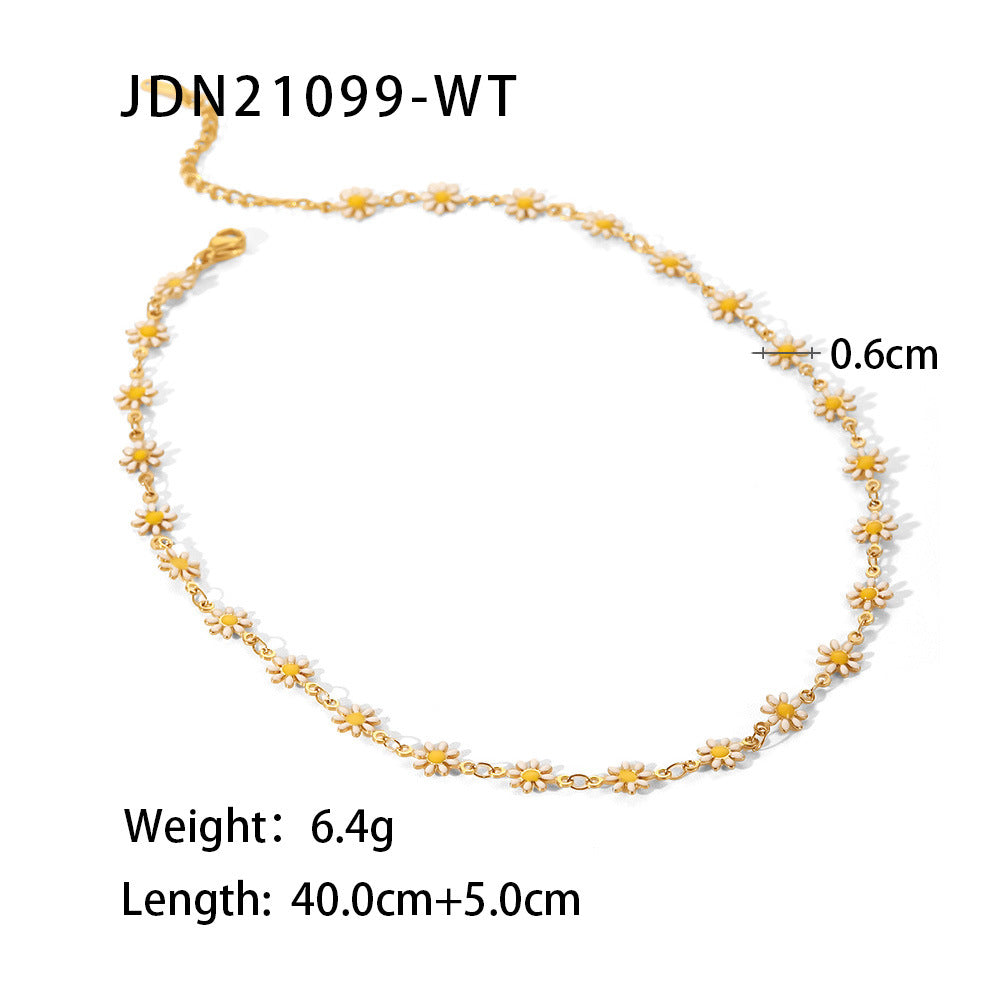 18K Necklace | Stainless Steel Fashion Choker | INS Style Collarbone Chain for Women | No Color Fade