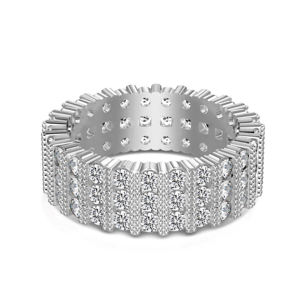 Micro-Pavé S925 Sterling Silver Eternity Ring | Full Zirconia Micro-Pavé | Stackable & Fade-Resistant | INS Style