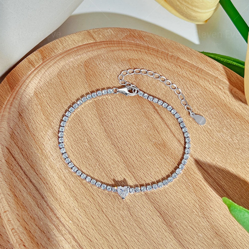 S925 Sterling Silver Love Tennis Bracelet | Full Zirconia Diamond Look | Super Flash, Elegant & Luxurious Design for Women