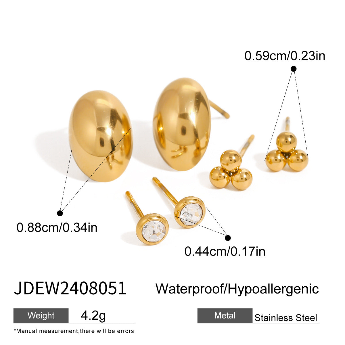 3-Pair Set | Stainless Steel Zirconia & Pearl Earrings | Niche Elegant Style for Women