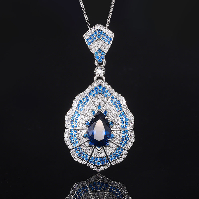 Vintage Baroque Jewelry Set | Sapphire Necklace, Earrings & Ring | European & American Style