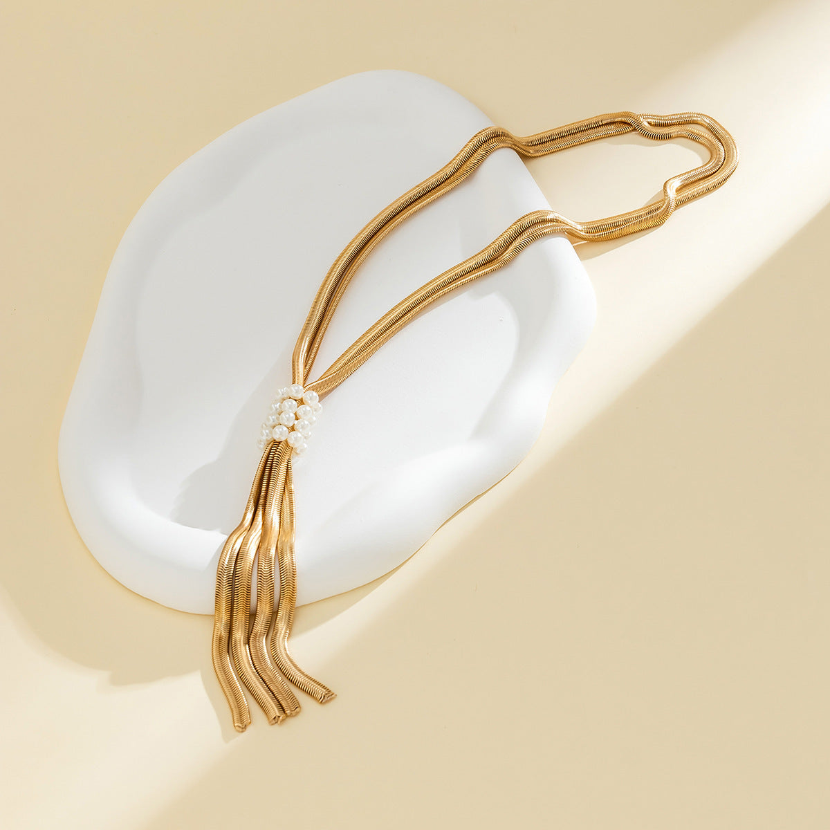 Cold Style Snake Bone Chain Necklace | Vegan-Friendly Long Tassel Design