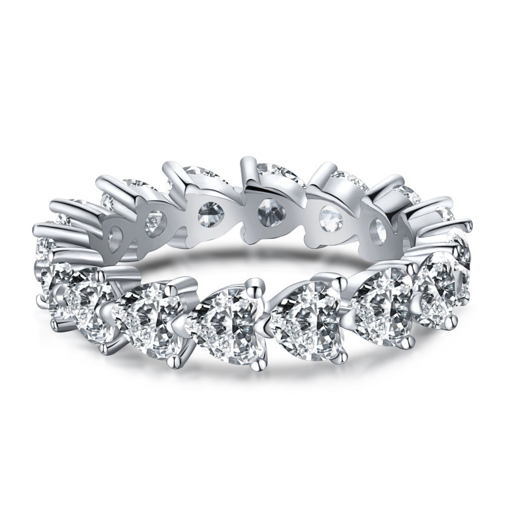 Micro-Pavé S925 Sterling Silver Eternity Ring | Full Zirconia Micro-Pavé | Stackable & Fade-Resistant | INS Style