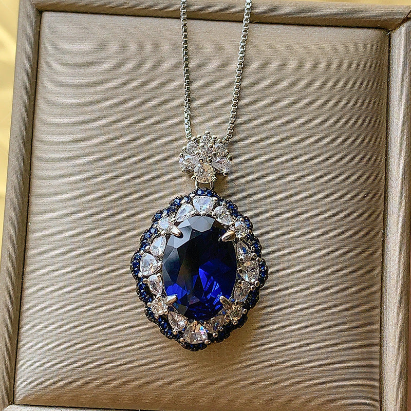 Two-Tone Black & Royal Blue Jewelry Set | Statement Ring & Pendant Earrings | Elegant Women's Style