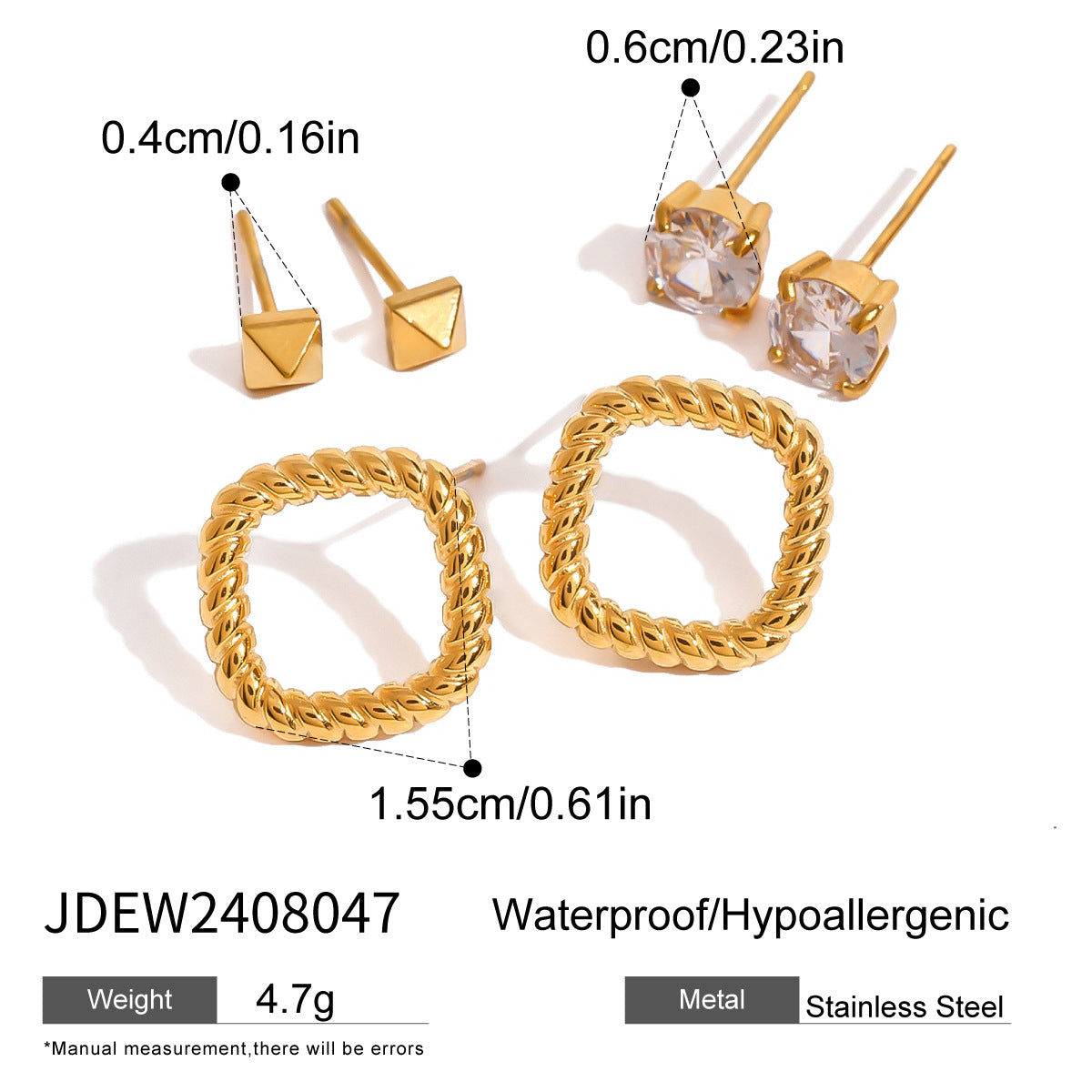 3-Pair Set | Stainless Steel Zirconia & Pearl Earrings | Niche Elegant Style for Women