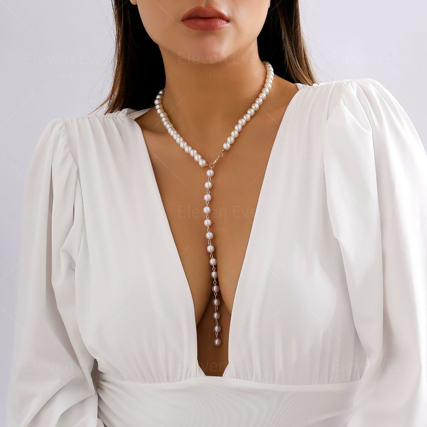 Vintage Pearl Bead Tassel Necklace | Long, Simple & Elegant Niche Design