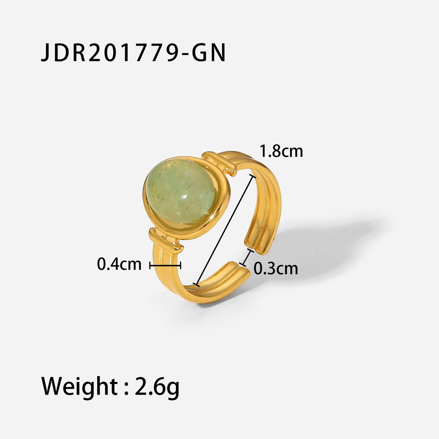 IG Popular Stainless Steel Fashion Ring for Women 18K | Gold Green Ring